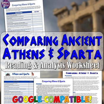 Preview of Comparing Athens and Sparta Chart and Reading