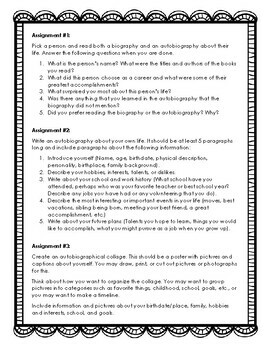 comparing biography and autobiography worksheet