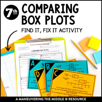 Preview of Comparing and Analyzing Box Plots Error Analysis | 7th Grade Data Activity