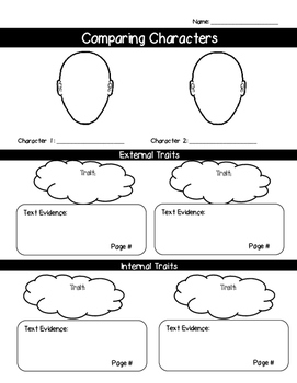 Comparing Characters Graphic Organizer (External v. Internal Character ...