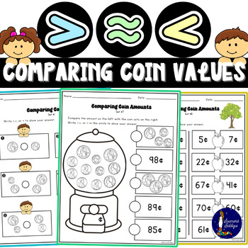 Preview of Comparing Coin Values Printable and Digital BOOM Cards