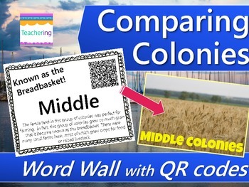 Preview of Characteristics of Colonies Word Wall {with QR Codes}