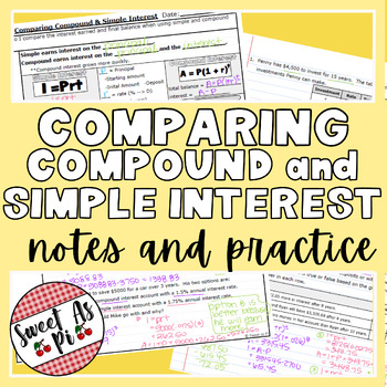 Preview of Comparing Compound and Simple Interest - Guided Notes and Practice