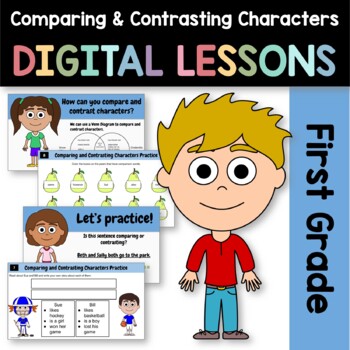Preview of Comparing & Contrasting Characters 1st Grade Google Slides | Guided Reading