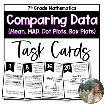 Preview of Comparing Data Sets - 7th Grade Math Task Cards