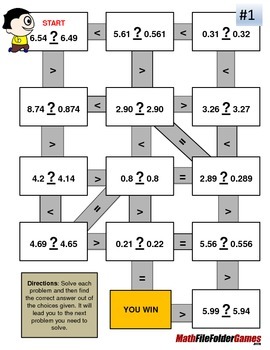 comparing decimals fun decimal worksheets mazes mini bundle tpt