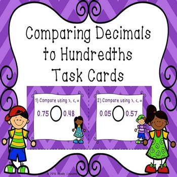 Preview of 4th Grade Comparing Decimals to Hundredths Task Cards & Digital Activity 4.NF.7