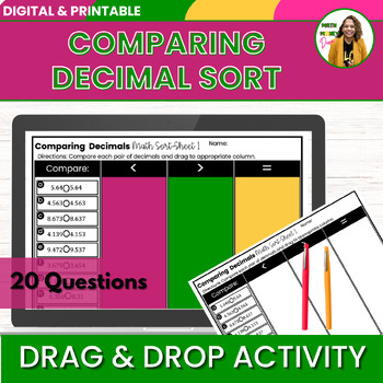 Preview of Comparing Decimals 5th Grade Math Digital Sort Activity Drag and Drop