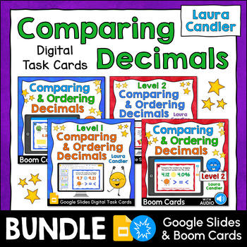 Preview of Comparing Decimals Boom Cards and Google Slides Bundle