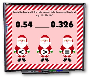 Preview of Comparing Decimals (Christmas Style) Smart Board Game - FREE