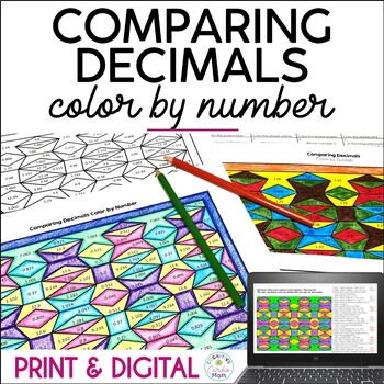 Preview of Comparing Decimals Color by Number Print and Digital Resource