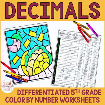 Preview of Reading, Writing and Comparing Decimals Color by Number Activities | 5.NBT.3