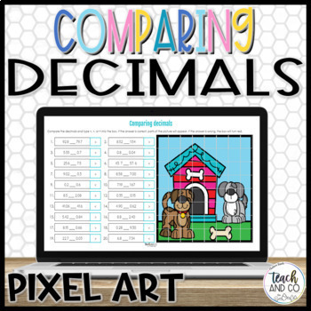 Preview of Comparing Decimals Digital Activity Mystery Picture Pixel Art