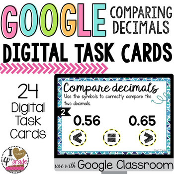 Preview of Comparing Decimals Digital Task Cards for Google Classroom 