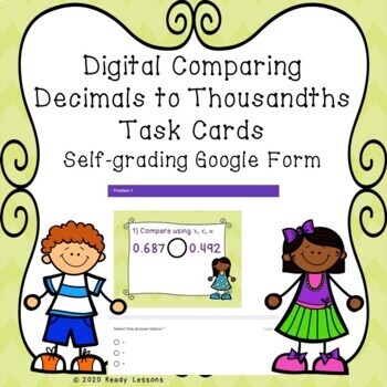 Preview of Comparing Decimals Distance Learning Google Classroom Math Assignment 5th Grade