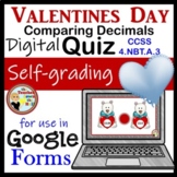 Comparing Decimals Google Forms Quiz Valentines Day Themed
