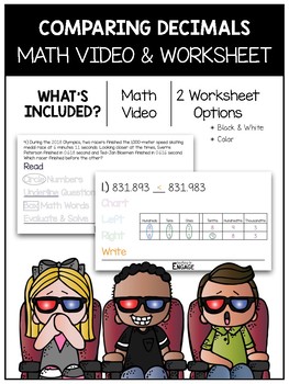 Preview of 5.NBT.3: Comparing Decimals Math Video and Worksheet