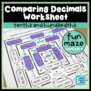 compare decimals worksheet tenths and hundredths distance learning