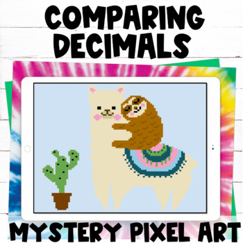 Preview of Comparing Decimals Practice Pixel Art Mystery Picture Digital Activity