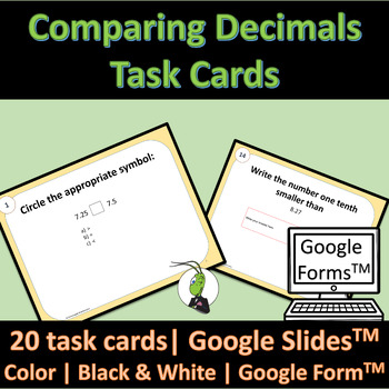 Preview of Comparing Decimals Pre Algebra Task Cards Google Form