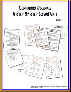 Preview of Comparing Decimals - Step-by-Step Lesson Unit