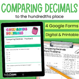 Comparing Decimals - Tenths and Hundredths - Practice for 