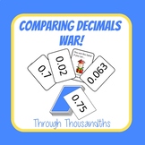 Comparing Decimals War Card Game