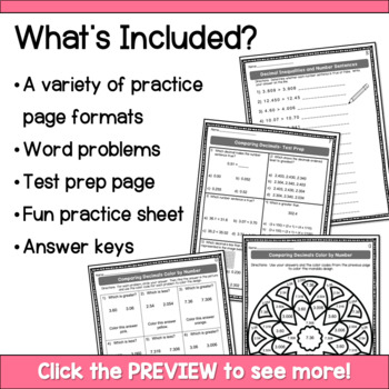 Comparing Decimals Worksheets by Hello Learning | TpT