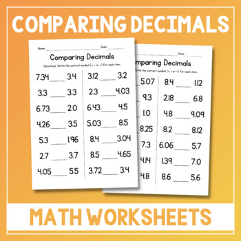 Preview of Comparing Decimals Worksheets - Math Practice - Test Prep - Assessment