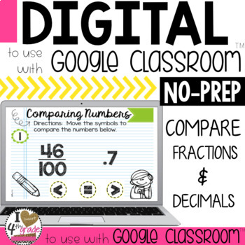 Preview of Comparing Decimals and Fractions Digital Task Cards for Google Classroom