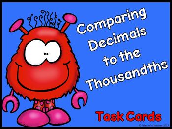 Preview of Comparing Decimals to the Thousandths Task Cards