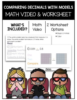 Preview of 4.NF.7: Comparing Decimals with Models Math Video and Worksheet