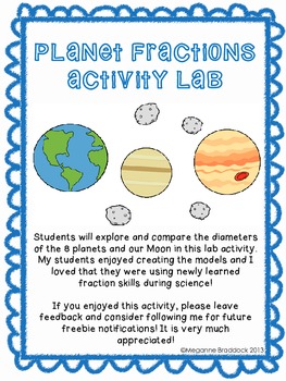 Preview of Comparing Diameters of Planets: A Fraction Lab