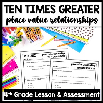 Preview of Ten Times Greater Place Value Relationships Packet, Power of 10 Worksheets