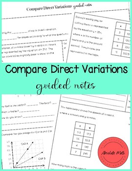 Preview of Compare Direct Variations Guided Notes