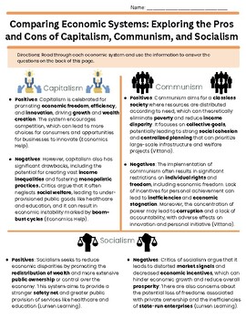 Preview of Comparing Economic Systems: Exploring the Pros and Cons of Capitalism, Communism