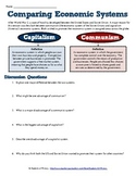Comparing Economic Systems Worksheet: Capitalism Vs. Communism