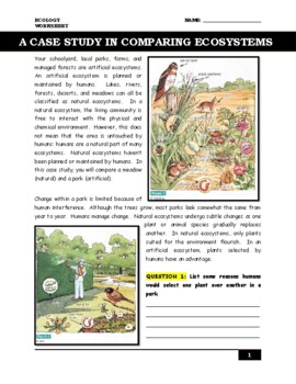 Preview of Comparing Ecosystems [Case-Study/Worksheet & Answer Key]