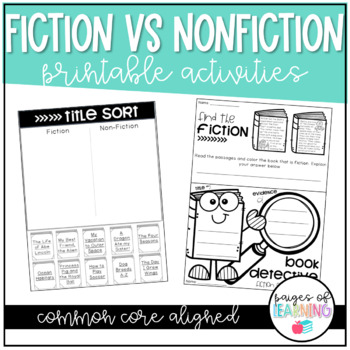 Preview of Comparing Fiction and Nonfiction Printables