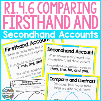 Preview of Comparing Firsthand and Secondhand Accounts Anchor Charts and Graphic Organizers