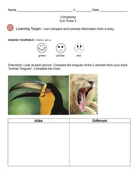 Preview of Comparing Formative Assessment "Animal Tongues"