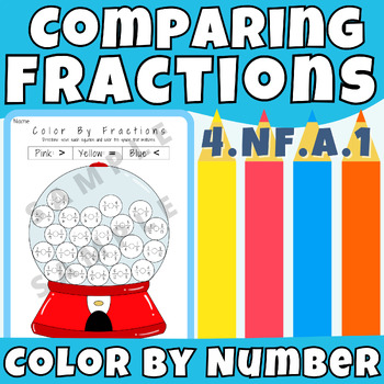 Preview of Comparing Fraction & Equivalent Fractions: Greater/Less Than Color By Number Fun