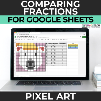 Preview of Comparing Fractions 3rd - Digital Math Pixel Art - Mystery Picture Google Sheets