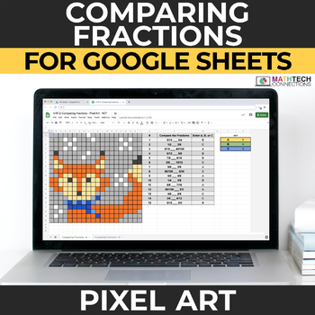Preview of Comparing Fractions 4th - Digital Math Pixel Art - Mystery Picture Google Sheets