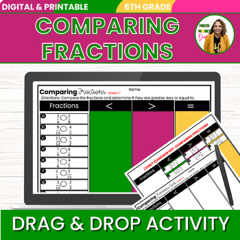 Preview of Comparing Fractions 6th Grade Math Digital Digital Sort Activity