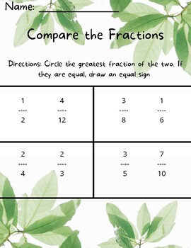 Preview of Comparing Fractions