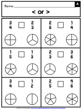 Comparing Fractions - Activity Sheets by The Prodigy Box | TPT