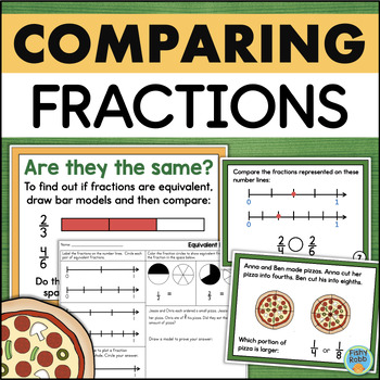 Preview of Comparing Fractions Worksheets Posters Task Cards Game 3rd Grade Math Lesson