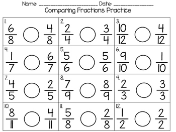 Comparing Fractions Clip Cards {Same Denominator} | TPT