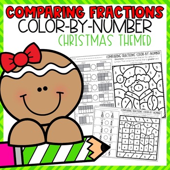 Preview of Comparing Fractions Color-By-Code l Christmas Themed